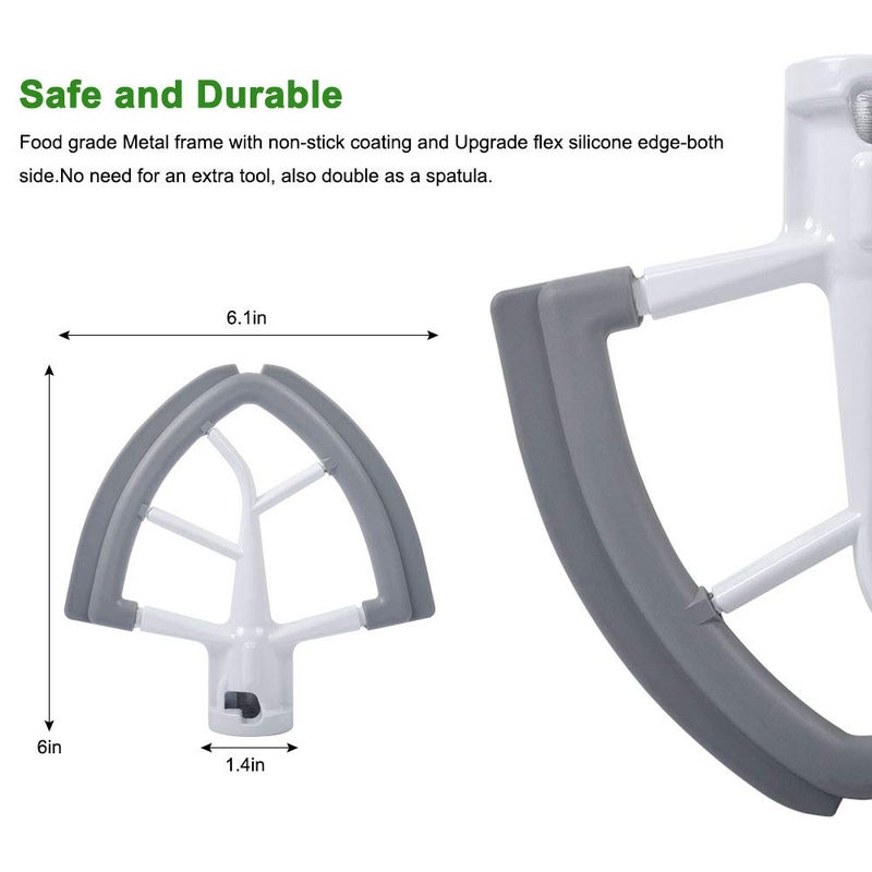 Prokitchen Flex Edge Beater Fit for Kitchenaid Mixer, 4.5-5 Quart Tilt-Head Flat Beater Fit for Kitchen Aid and Accessories Attachments with Silicone Edges Flex Edge Bowl Scraper Bonus 4 Soft Scraper - Image 4